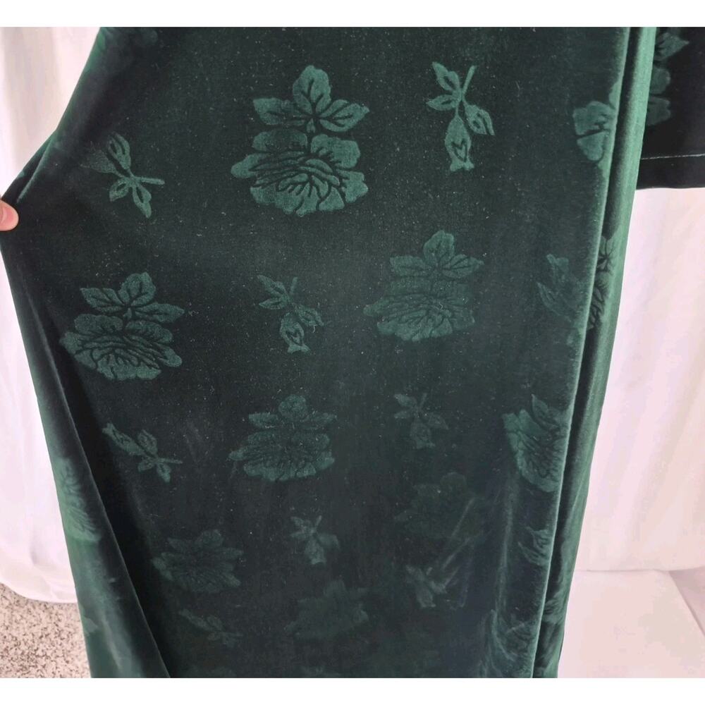 Vintage On The Verge Y2K 90s Emerald Green Embossed Mock Neck Maxi Dress Medium - Picture 4 of 7